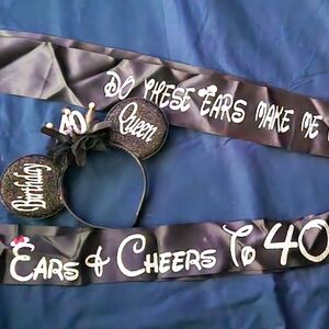 *Add On* 40th Birthday Queen Ear Headband and Sash Set
